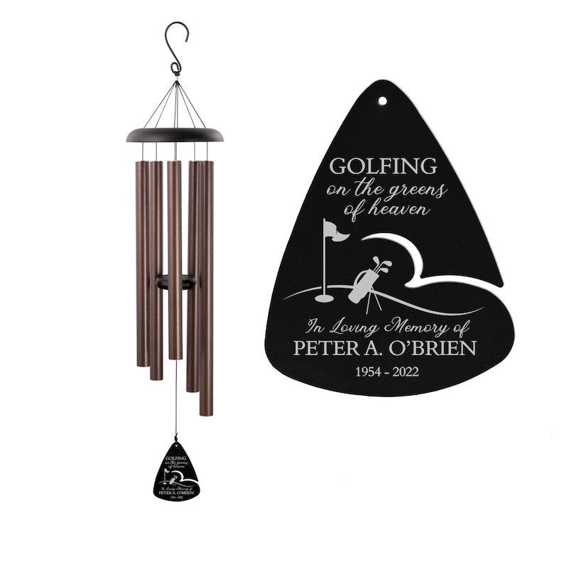 Golfing in Heaven Memorial Wind Chime | Personalized Golf Sympathy Wind Chime | Dad Memorial Gift | Grandpa Memorial | Golf Themed Memorial