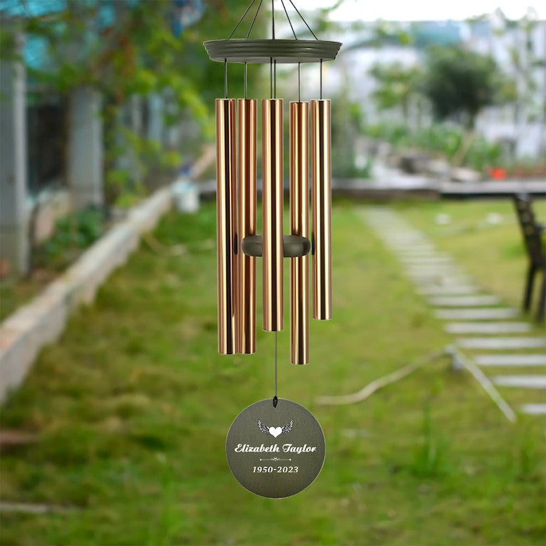Personalized Wind Chimes Outdoor Deep Tone,Custom Wind Chimes, in Memory of Loss of the Loved Ones,Unique Memorial Mother's Gift