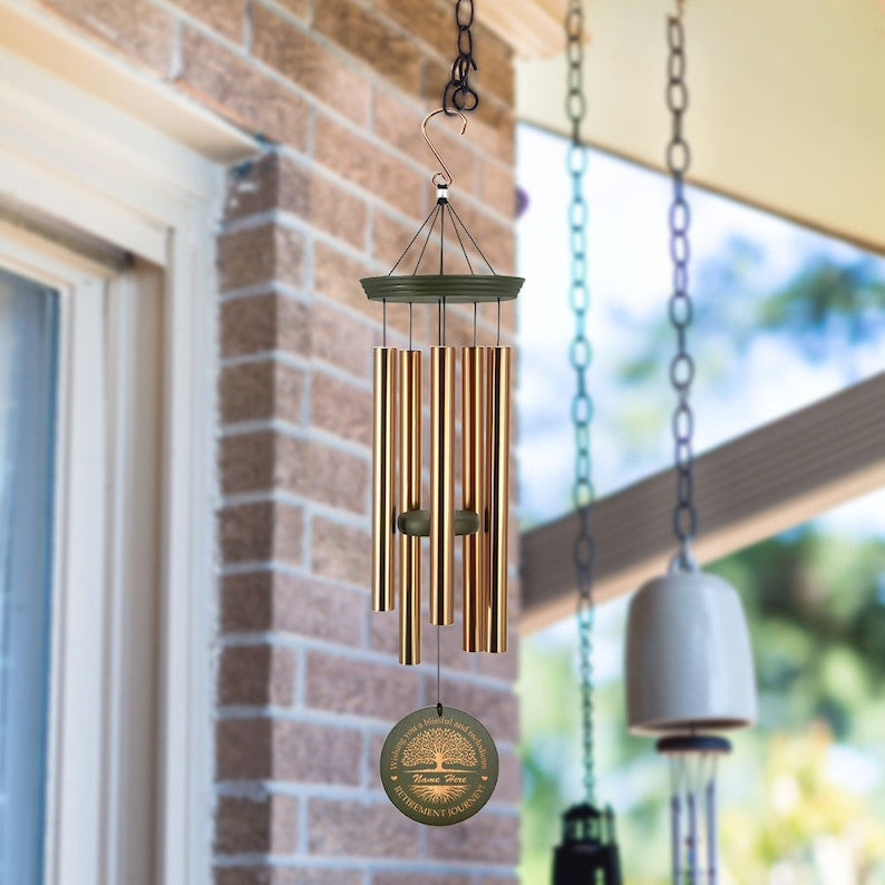 Personalized Retirement Wind Chimes, Happy Retirement, Tree of Life, Retirement Gift For Woman, Man,Teacher, Coworkers,Nurse, Colleague