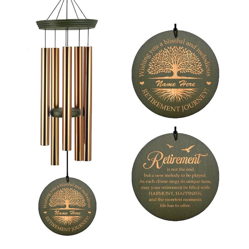 Personalized Retirement Wind Chimes, Happy Retirement, Tree of Life, Retirement Gift For Woman, Man,Teacher, Coworkers,Nurse, Colleague
