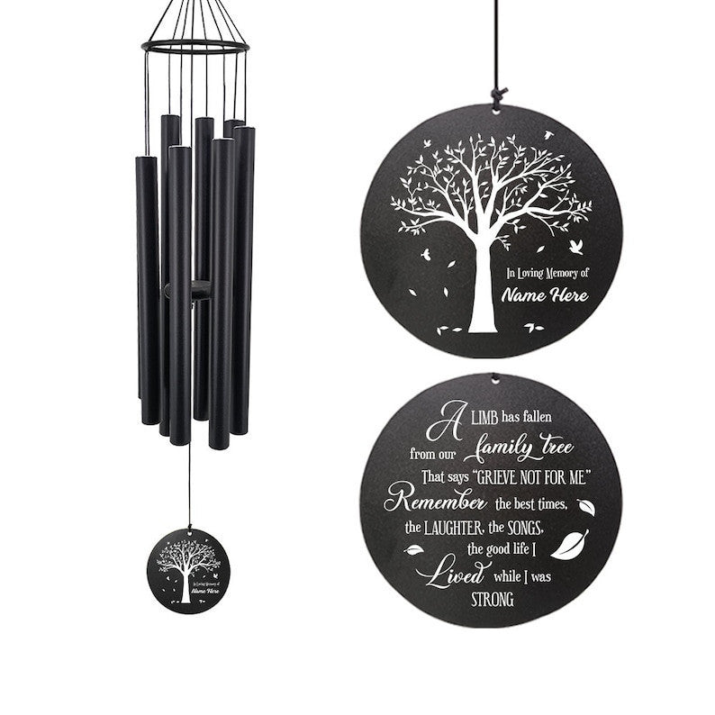 Personalized Memorial Wind Chimes, Custom Metal Memorial Wind Chimes, Condolence Gifts For Lost Loved Ones