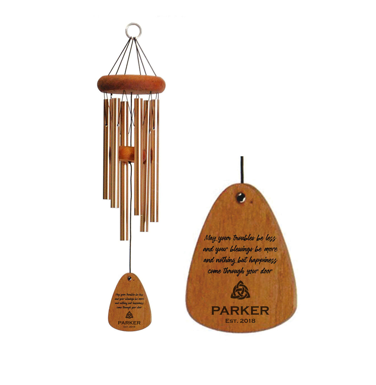 Housewarming Personalized Wind Chime, Irish Blessing, Engraved Wind Chime, Personalized Wedding Gift, Gift For Couple, New Home Gift Memorial Wind Chime