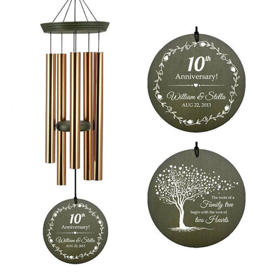 Personalized Anniversary Windchime, Rose Gol, Memorial Gift, Custom Memorial Gifts
