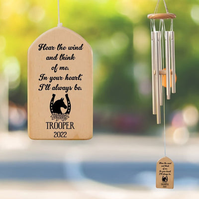 Horse Memorial Wind Chime, Horse Loss Gift, Hear The Wind Pet Sympathy Bereavement Gift, Horse Memorial Gift, Personalized Wind Chime
