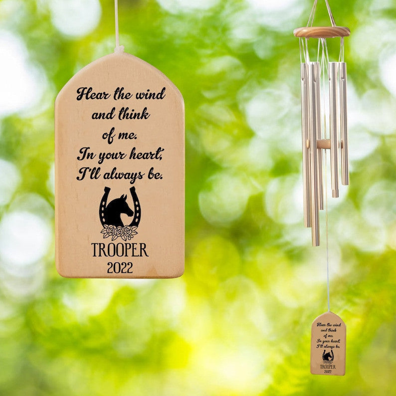 Horse Memorial Wind Chime, Horse Loss Gift, Hear The Wind Pet Sympathy Bereavement Gift, Horse Memorial Gift, Personalized Wind Chime