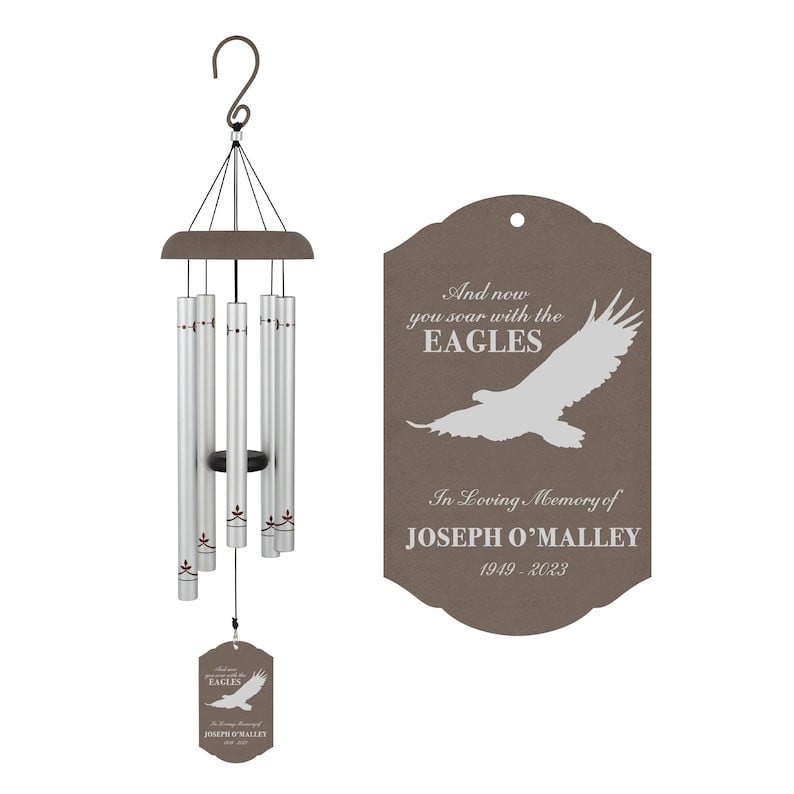 Soar with the Eagles Memorial Gift | Eagle Memorial Wind Chime | Personalized Sympathy Wind Chime | Eagle Remembrance Wind Chime Gift