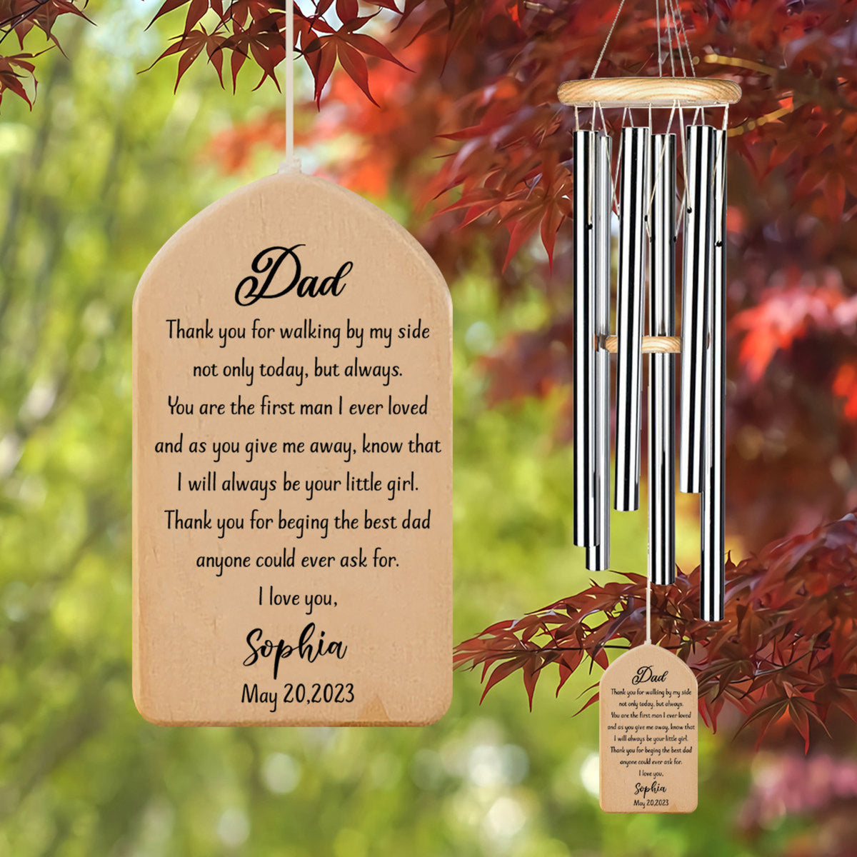 Thank You Dad Wind Chime, Gift from the Bride,Dad Wind Chime, Father'ss Day Gift, Gift for Father, Wedding Gift Custom Wind Chime, Thank Gift