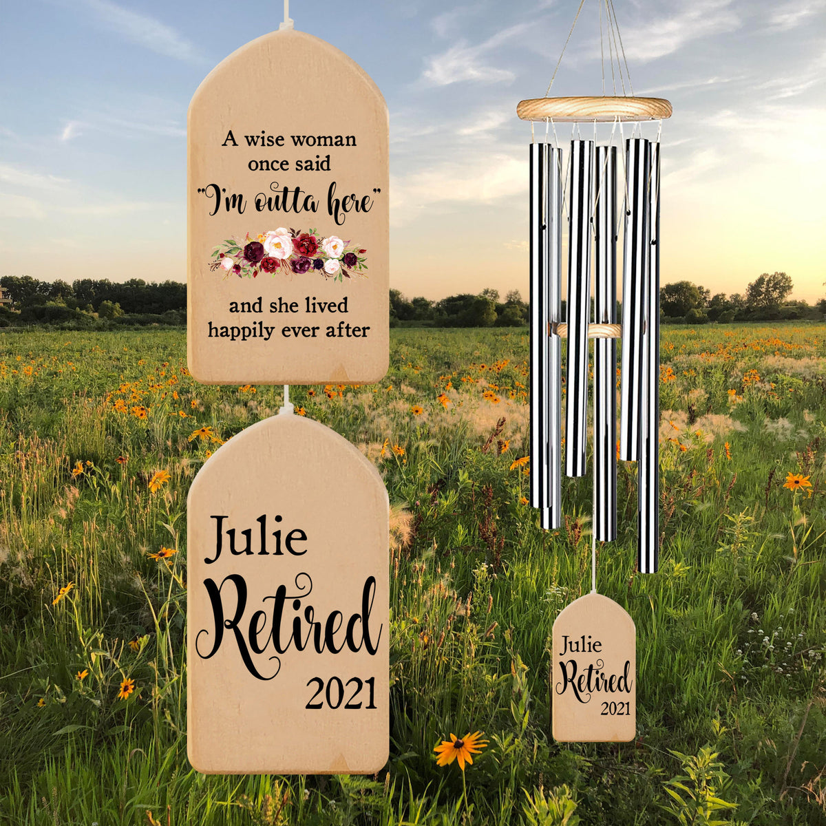 Retirement Wind Chime, Personalized Gift For Retired Teacher Nurse Doctor Mentor, Thank you Retirement Gift for Women A Wise Woman Once Said