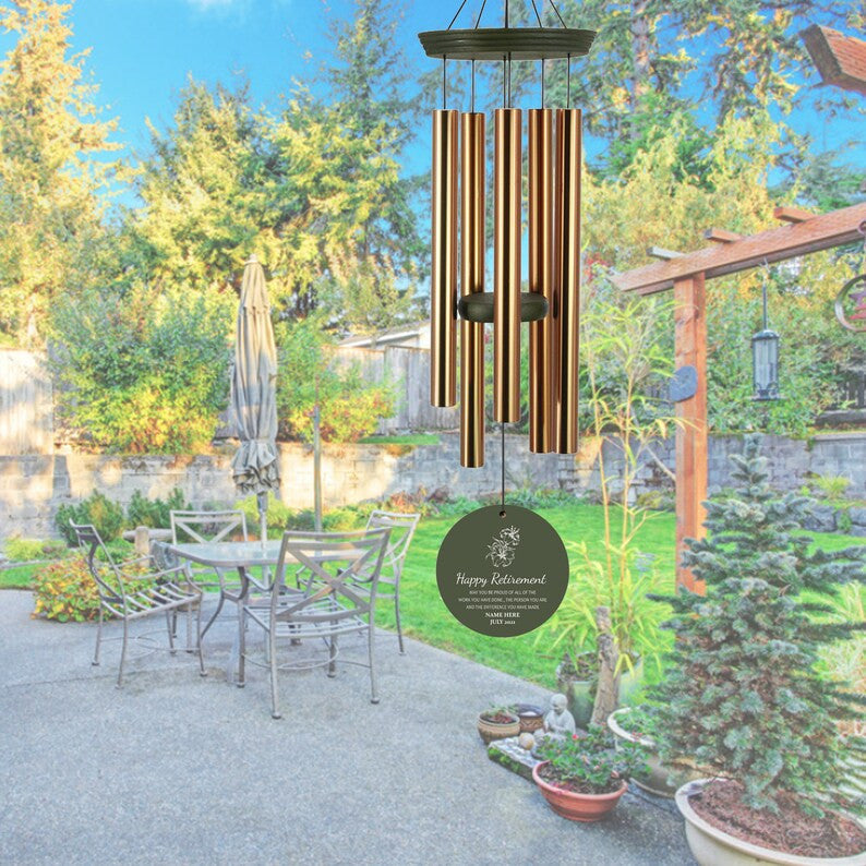 Personalized Retirement Wind Chimes, Happy Retirement,Tree of Life, Retirement Gift For Woman,Man, Teacher, Coworkers, Nurse, Colleague, Professor