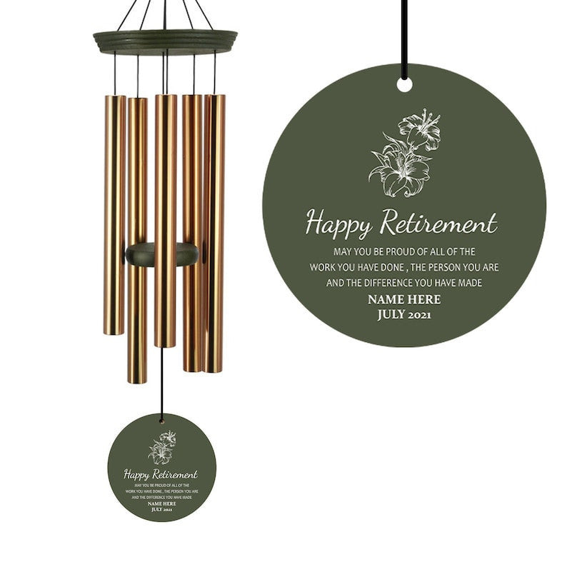 Personalized Retirement Wind Chimes, Happy Retirement,Tree of Life, Retirement Gift For Woman,Man, Teacher, Coworkers, Nurse, Colleague, Professor