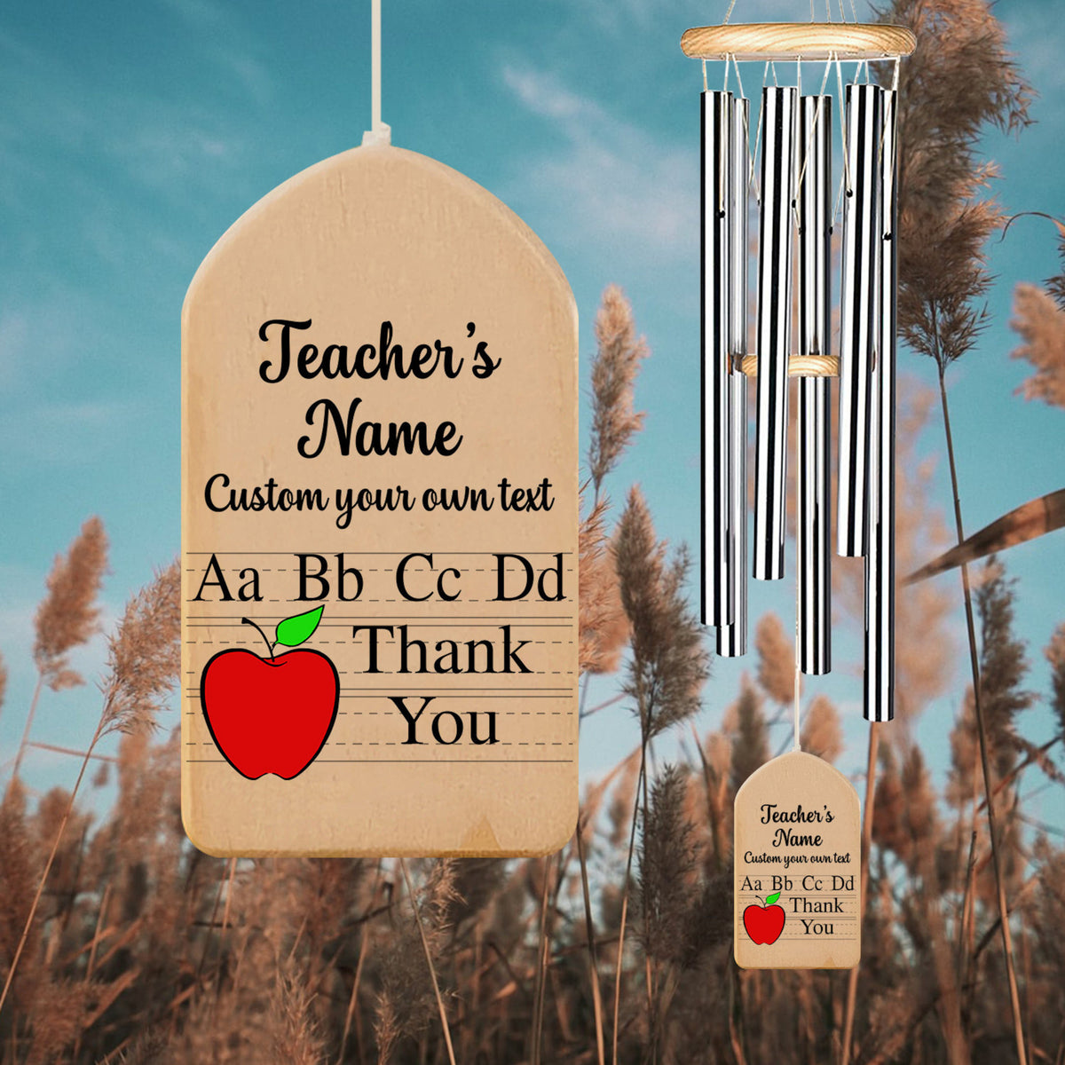 Teacher Thank You Wind Chime, Teacher Gift, Teacher Retirement Gift, Custom Your Own Quote Wind Chime, End of Year Teacher, Coach Instructor