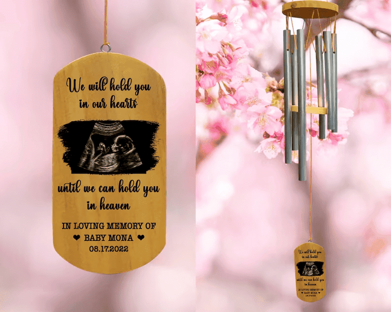 Memorial Gift, Custom Baby Ultrasound Wind Chime, Miscarriage Memorial Wind Chimes, Baby Loss Sympathy Gift, In Loving Memory, Loss Of Loved