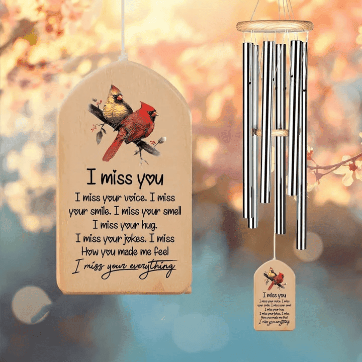 I Miss You I Miss Your Everything Cardinal Memorial Wind Chime Loss of Mom Dad Grandparent Spouse Memorial Sympathy Wind Chime Bereavement Gift