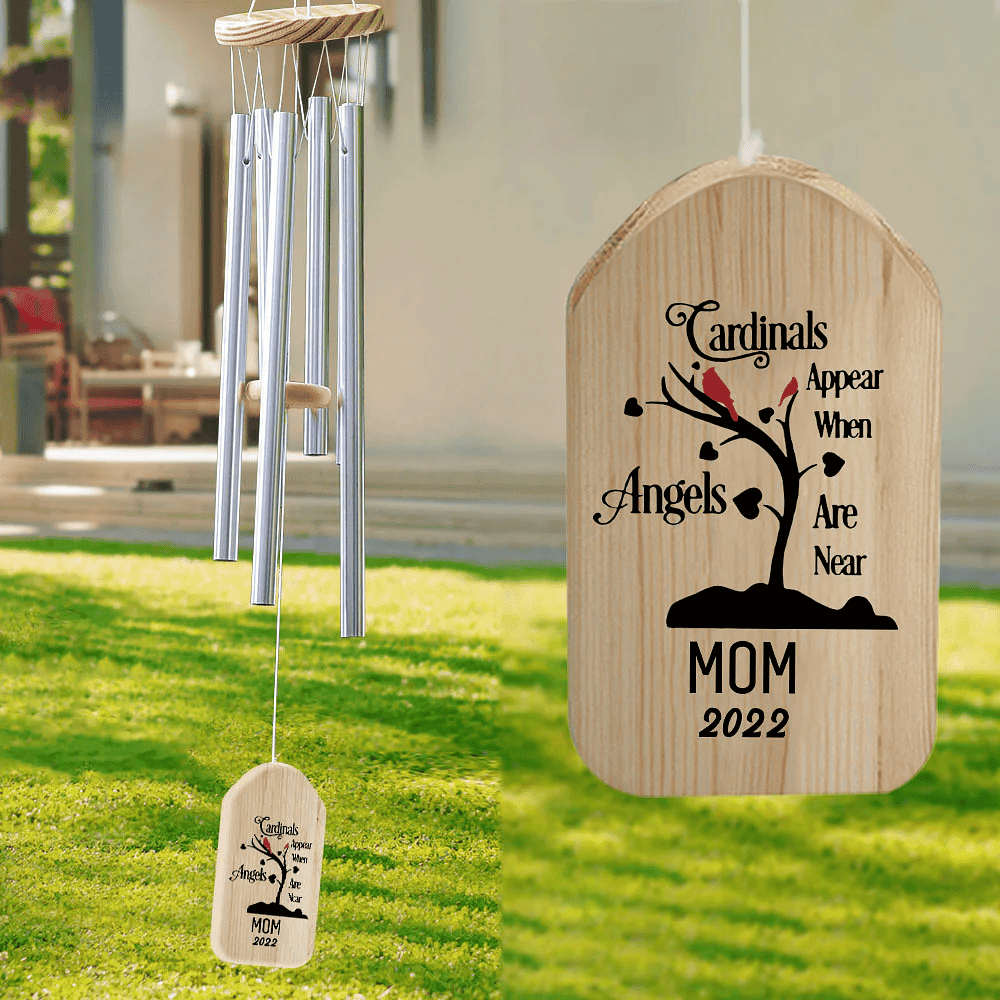 Personalized Cardinals Memorial Wind Chime Sympathy Gifts, Mom Gift Memorial Heaven, Cardinal Chime Chime