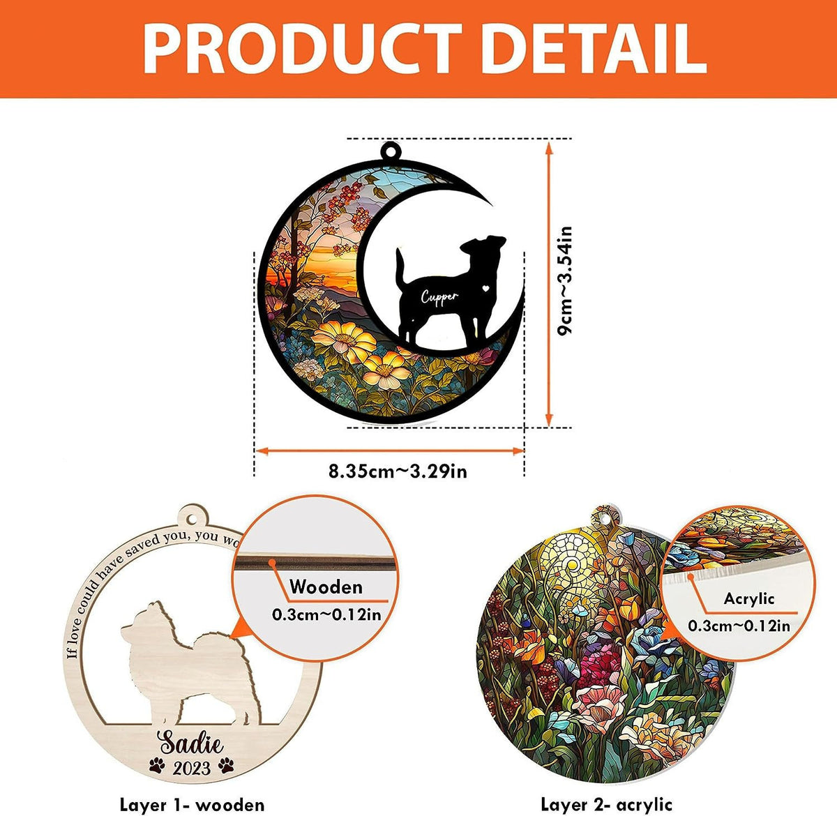 Personalized Dog Wind Chimes Suncatcher, Pet Loss Wind Chimes Suncatcher, Gifts for Dog Lovers, Dog Memorial Loss of Sympathy Pet Sympathy Gift