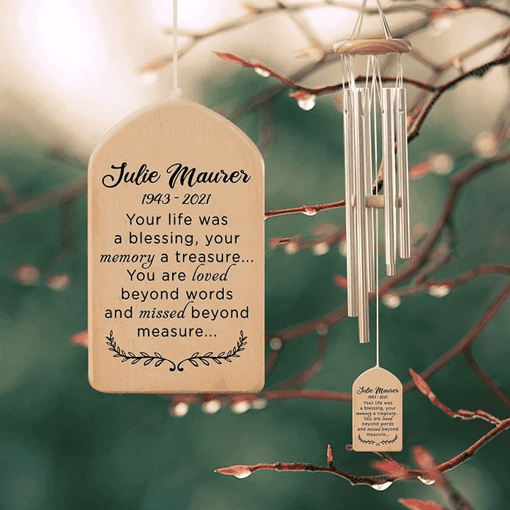 Memorial Wind Chimes Personalized Outdoor Sympathy, Loss of Mom Dad, Sympathy Wind Chime, Bereavement Memorial Gift, Remembrance Wind Chime, Condolences Gift