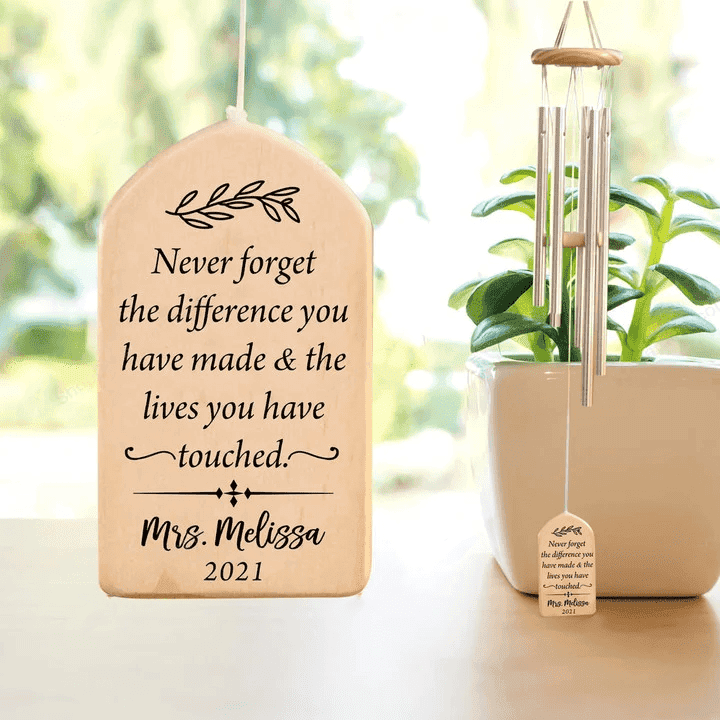 Teacher Retirement Wind Chime, Personalized Retirement Gift, Retired Teacher, End Year Gift, Retirement Wind Chime, Gift for Teacher