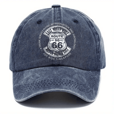 Vintage Route 66 Denim Baseball Cap