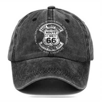 Vintage Route 66 Denim Baseball Cap