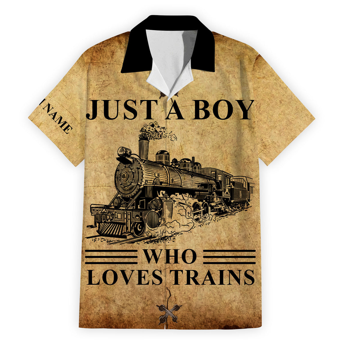 Personalized Vintage Train Room Steam Locomotive Printed Hawaiian Shirt