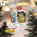 Firefighter Couple Ornament 2D , Fireman Personalized Name, Custom Shape Ornament 2D , Gift For Firefighters, Custom Name Ornament