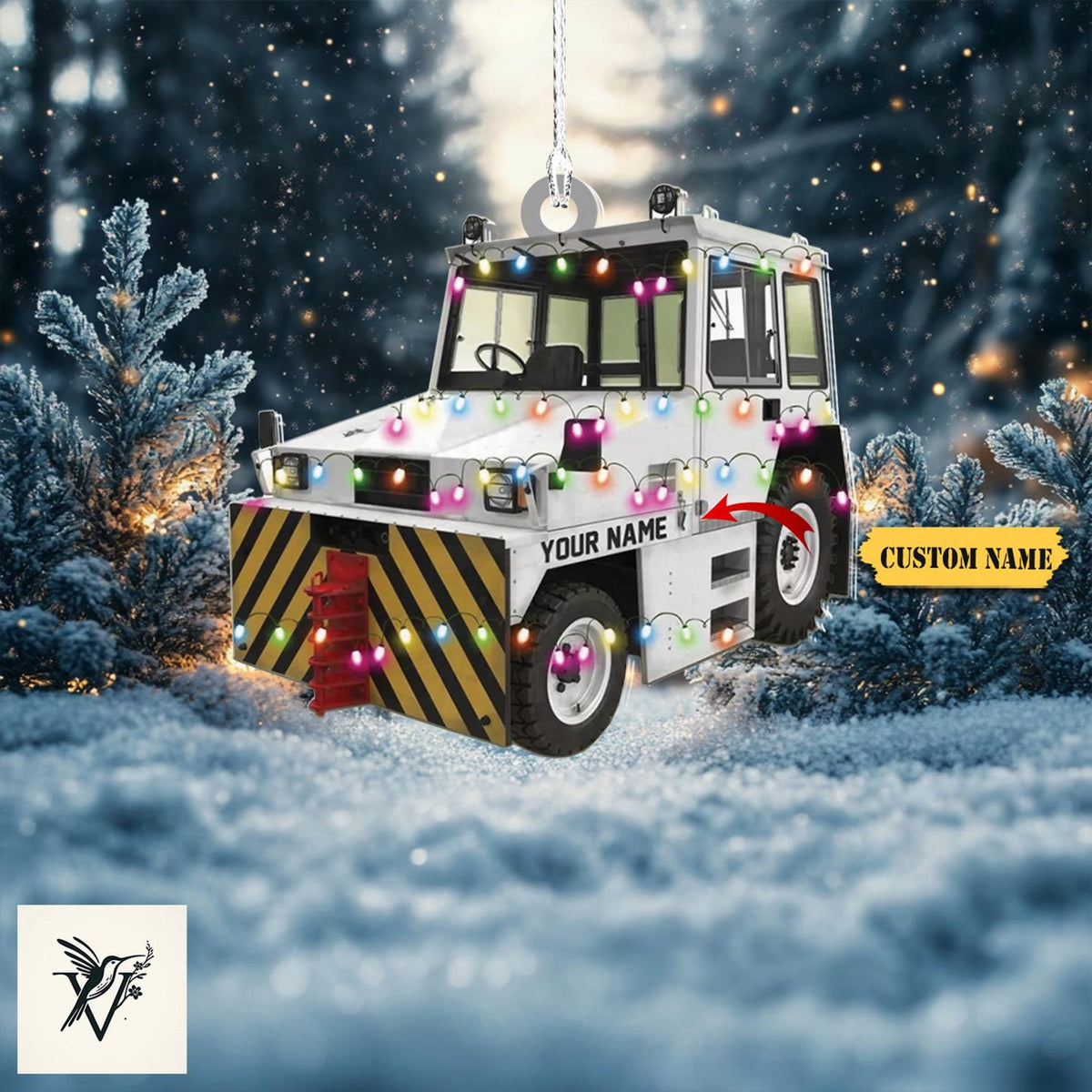 Diesel Aircraft Tow Tractor Christmas Ornament 2D , Tree Hanging Xmas Ornament ,Trucks Lovers Ornament, Gift For Driver