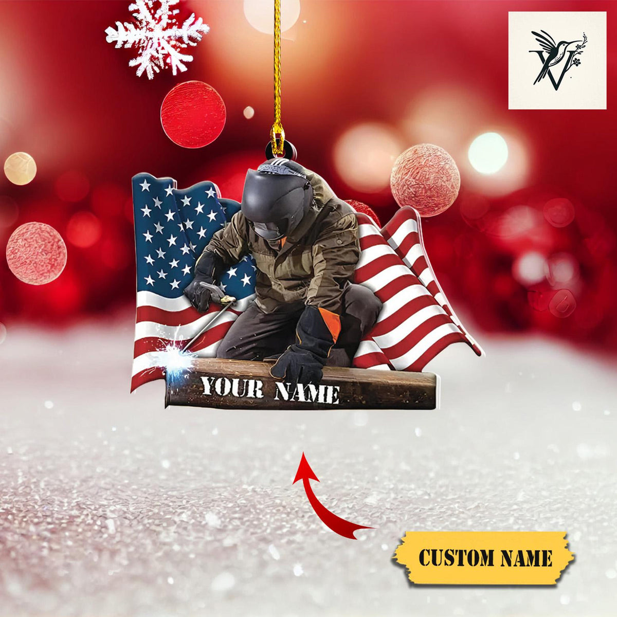 Personalized Welder Christmas Ornament 2D , Welder Ornament For Welder Metal Worker,Gift For Welder, Christmas Ornament Welder Outfit