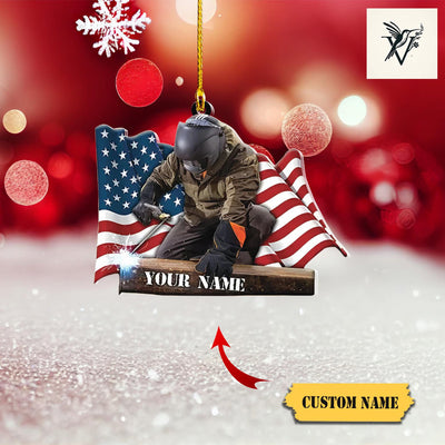 Personalized Welder Christmas Ornament 2D , Welder Ornament For Welder Metal Worker,Gift For Welder, Christmas Ornament Welder Outfit