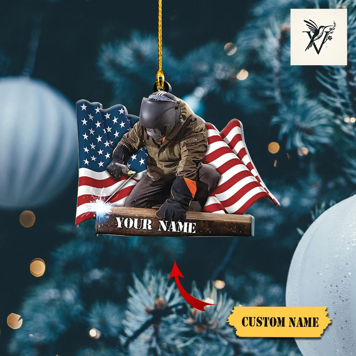 Personalized Welder Christmas Ornament 2D , Welder Ornament For Welder Metal Worker,Gift For Welder, Christmas Ornament Welder Outfit