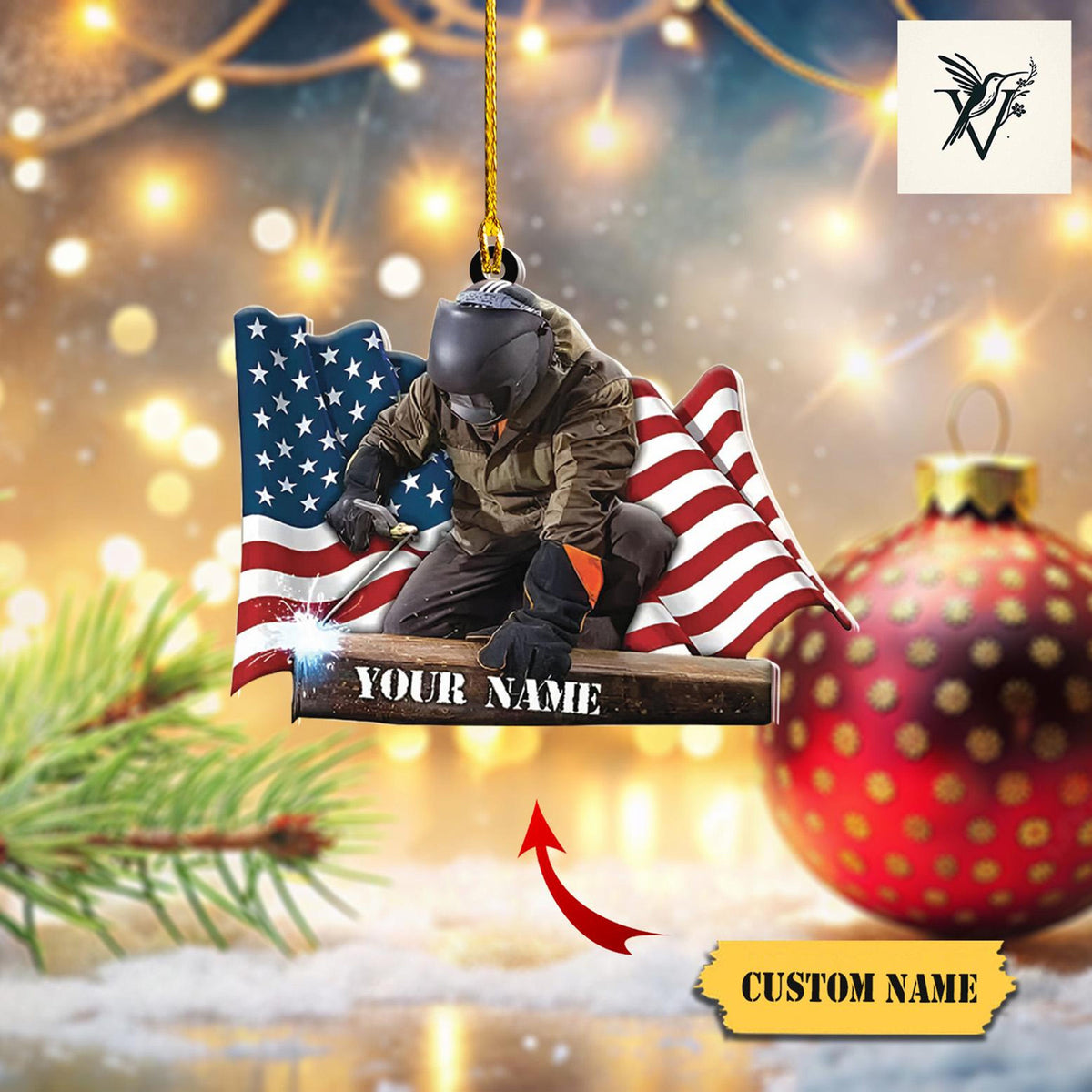 Personalized Welder Christmas Ornament 2D , Welder Ornament For Welder Metal Worker,Gift For Welder, Christmas Ornament Welder Outfit