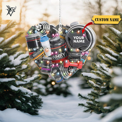Bodybuilding Christmas Ornament2D, Fitness, Gym Lover Tree Hanging Decor ,Fitness Keepsake, Gift For Gym Lovers Xmas Tree Hanging Decoration