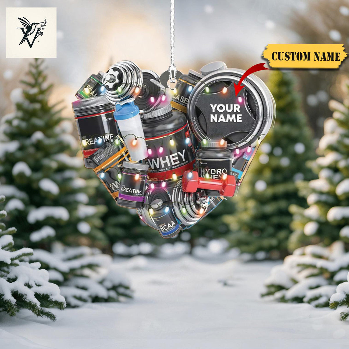 Bodybuilding Christmas Ornament2D, Fitness, Gym Lover Tree Hanging Decor ,Fitness Keepsake, Gift For Gym Lovers Xmas Tree Hanging Decoration