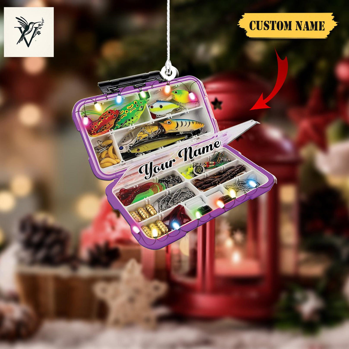 Personalized Fishing Ornament 2D Custom Fishing Christmas Ornaments Fishing Vest Christmas Ornaments Gifts For Fishing Lovers Ornament