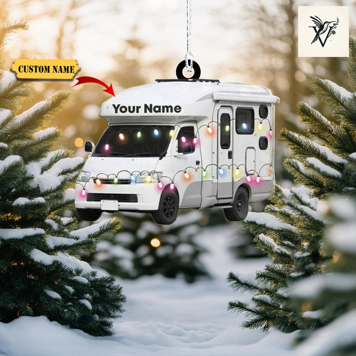 Travel Trailers Christmas Ornament 2D ,Camper Van Tree Hanging Xmas Ornament Decor ,Gift For Camper, Custom Camping, Camper Gift, Xmas Decor