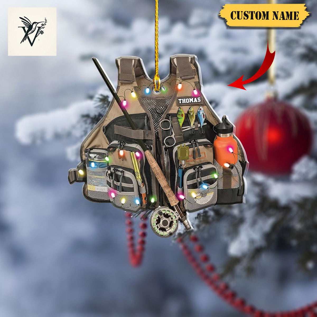 Custom Fishing Vest Acrylic Christmas Ornament2D For Fishing Lovers, Fishing Ornament For Dad, Xmas Gift For Fisher, Fisher Lover Gifts 2024