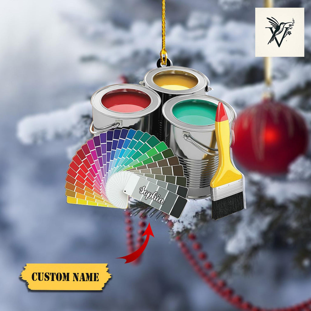 Personalized Painter'S Art Palette Christmas Ornament, 2D Flat Ornament, Artist Painter Christmas Ornament, Gift For Artist
