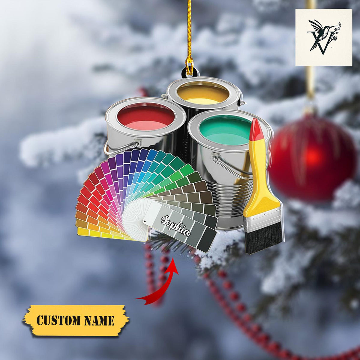 Personalized Painter'S Art Palette Christmas Ornament, 2D Flat Ornament, Artist Painter Christmas Ornament, Gift For Artist