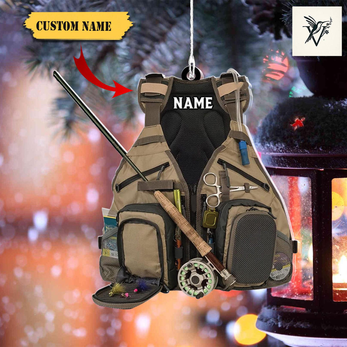 Custom Fishing Vest Acrylic Christmas Ornament2D For Fishing Lovers, Fishing Ornament For Dad, Xmas Gift For Fisher, Fisher Lover Gifts 2024