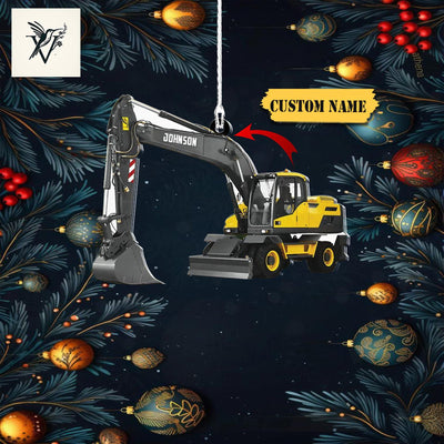 Excavator Machine Personalized Flat Ornaments 2D, Excavator Truck Custom Christmas Ornament ,Truck Excavator Flat Acrylic Christmas Ornament