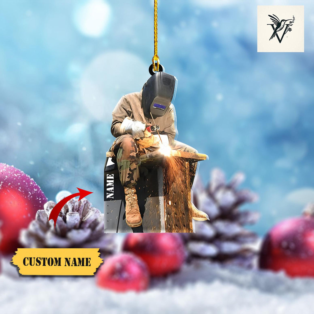 Welder Christmas Ornament 2D , Welder Ornament, Christmas Gift Welder Lover, Christmas Ornament Welder Outfit, Custom Welder Ornament