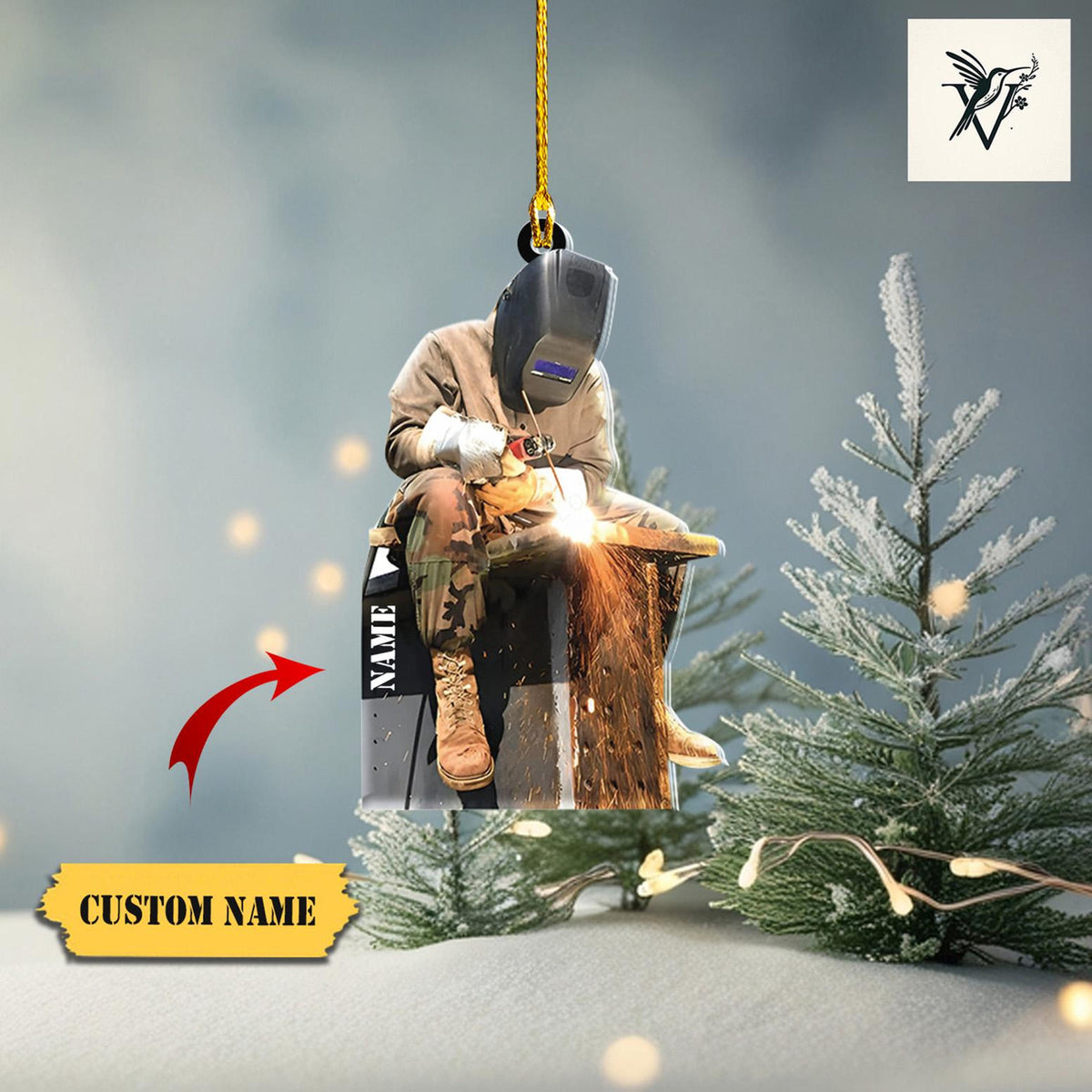 Welder Christmas Ornament 2D , Welder Ornament, Christmas Gift Welder Lover, Christmas Ornament Welder Outfit, Custom Welder Ornament