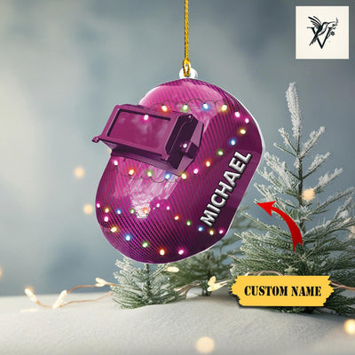 Personalized Welder Mask Light Christmas Ornaments 2D, ,Gift For Welder, Welder Mask Ornament, Custom Name Welder Ornament ,Gifts Colleagues