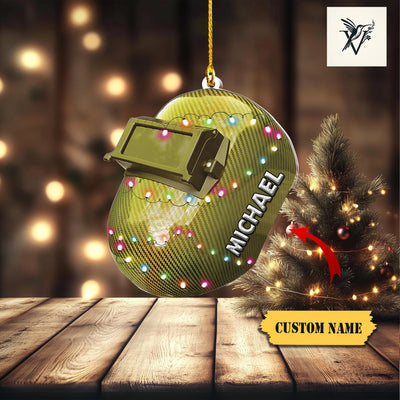Personalized Welder Mask Light Christmas Ornaments 2D, ,Gift For Welder, Welder Mask Ornament, Custom Name Welder Ornament ,Gifts Colleagues