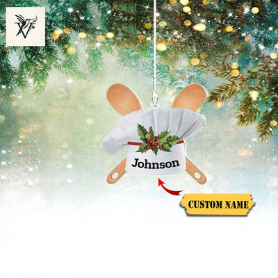 Personalized Chef Christmas Ornament2D 2024, Cooking Christmas Ornaments, Chef Uniform Ornament ,Baking- Cooking Ornament, Chef Hat Ornament