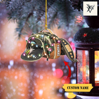 Personalized Fishing Backpack Christmas Ornament 2D, Fishing Lovers Gift, Fishing Ornament, Custom Flat Acrylic Ornament, Christmas Ornament