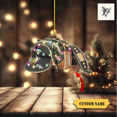 Personalized Fishing Backpack Christmas Ornament 2D, Fishing Lovers Gift, Fishing Ornament, Custom Flat Acrylic Ornament, Christmas Ornament