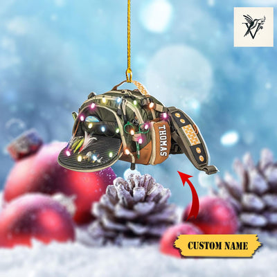 Personalized Fishing Backpack Christmas Ornament 2D, Fishing Lovers Gift, Fishing Ornament, Custom Flat Acrylic Ornament, Christmas Ornament