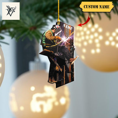 Welder Christmas Ornament Acrylic 2D, Welder Ornament , Christmas Gift Welder Lover,Custom Name Welder Ornament,Gifts Colleagues