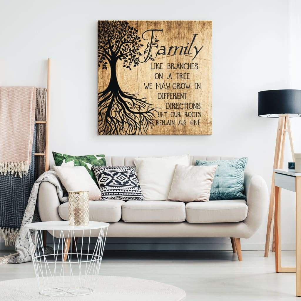 Family Like Branches On A Tree Canvas Gallery Wrapped Canvas Canvas Print Christian Wall Decor Square Canvas Frames