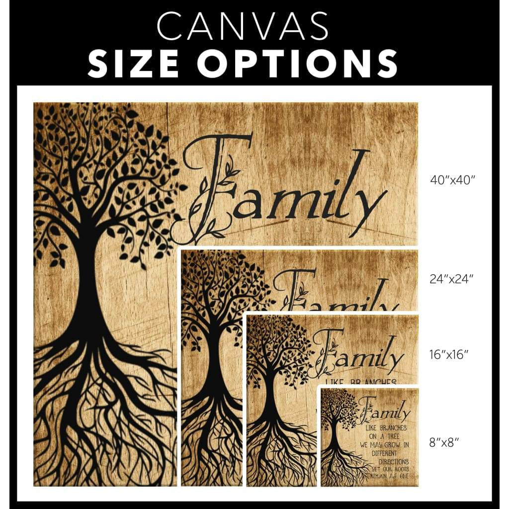 Family Like Branches On A Tree Canvas Gallery Wrapped Canvas Canvas Print Christian Wall Decor Square Canvas Frames